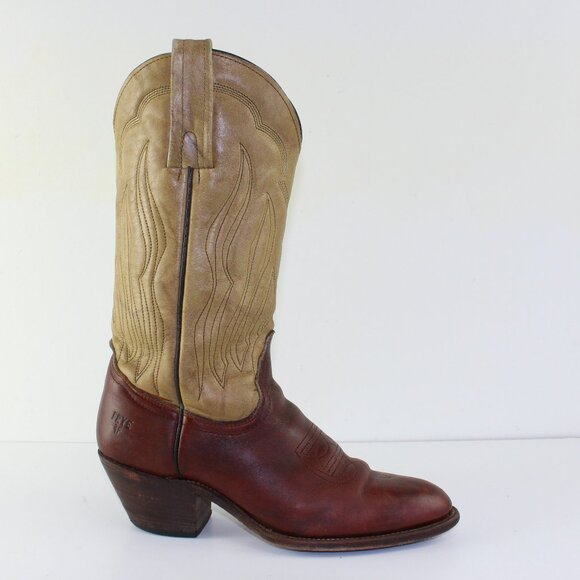 Frye Two Tone Leather Western Cowboy Boots Women (6.5 US) - Picture 3 of 11